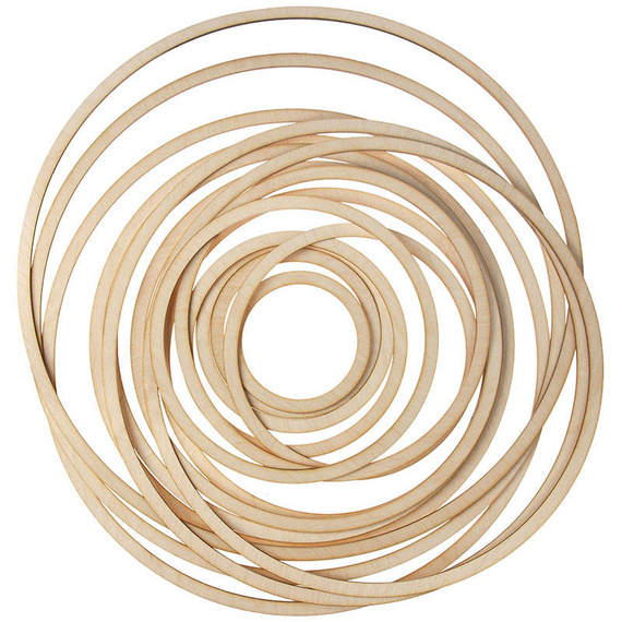 Drewniany łapacz snów 40cm - Zestaw obręczy 17 elementów