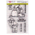Stempel - CC Design - Doodle dragon over the hill sęp koza