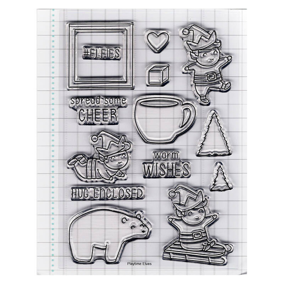 Wykrojnik + stempel - Memory Box - Playtime Elves - zima, elfy