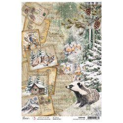 Papier ryżowy do decoupage A4 - Ciao Bella - Forest Tales Postcard in the Snow