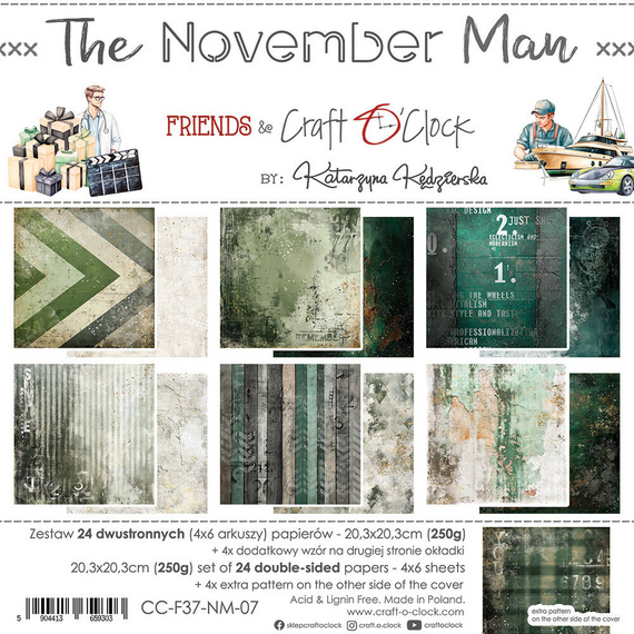 Zestaw papierów do scrapbookingu 20x20 - Craft o'clock - November Man