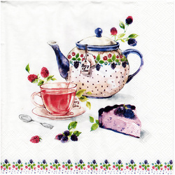 Serwetka do decoupage 33x33cm - Berry Teatime herbata dzbanek