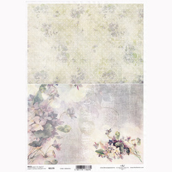 Papier ryżowy do decoupage A4 ITD-R2179 kwiaty, fiołki, kropeczki