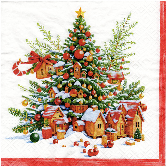 Serwetka do decoupage 33x33cm - Choinka - 1szt.