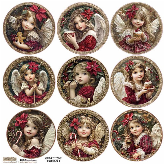Naklejki papierowe - ScrapLove - Medallion Angels 1 - Medaliony anioły