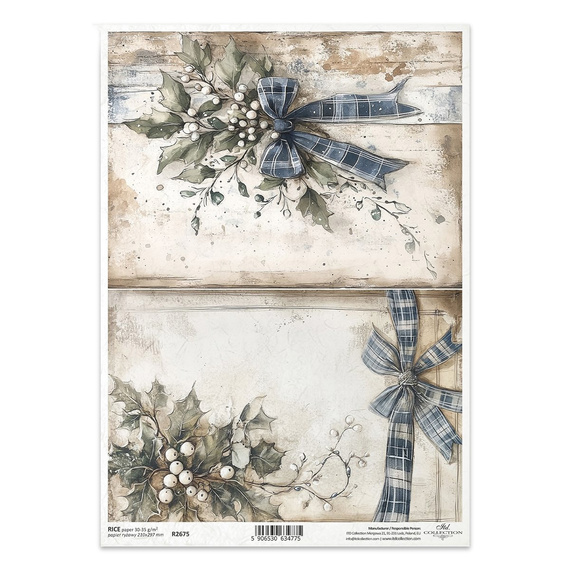 Papier ryżowy do decoupage A4 - dekoracje bukiety świąteczne - R2675 - Itd Collection