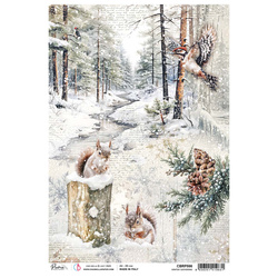 Papier ryżowy do decoupage A4 - Ciao Bella - Forest Tales Winter Gathering