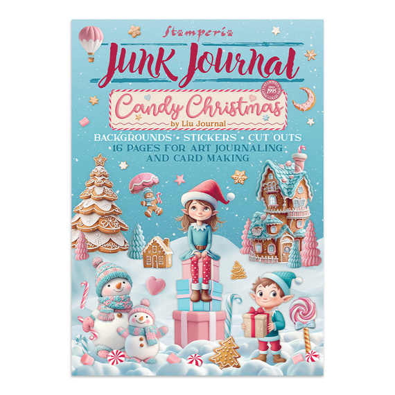 Zestaw papierów, naklejek i elementów Junk Journal - Candy Christmas - Stamperia