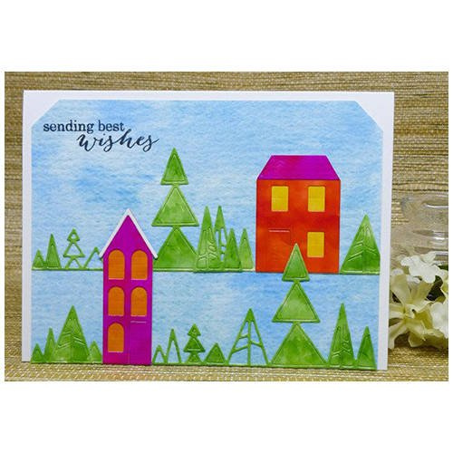 Wykrojnik - Poppystamps - Modern Art Treeline - geometryczne drzewa