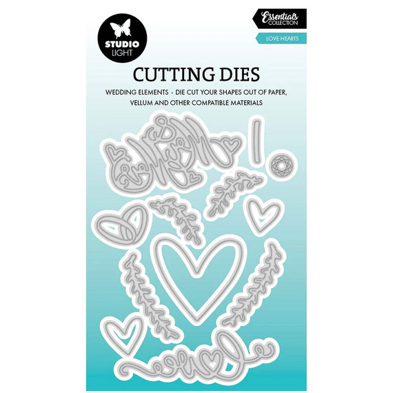 Wykrojnik do papieru - StudioLight - Love Hearts serca obrączki