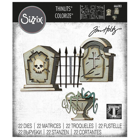 Wykrojnik Sizzix Thinlits - Graveyard, Colorize by Tim Holtz cmentarz
