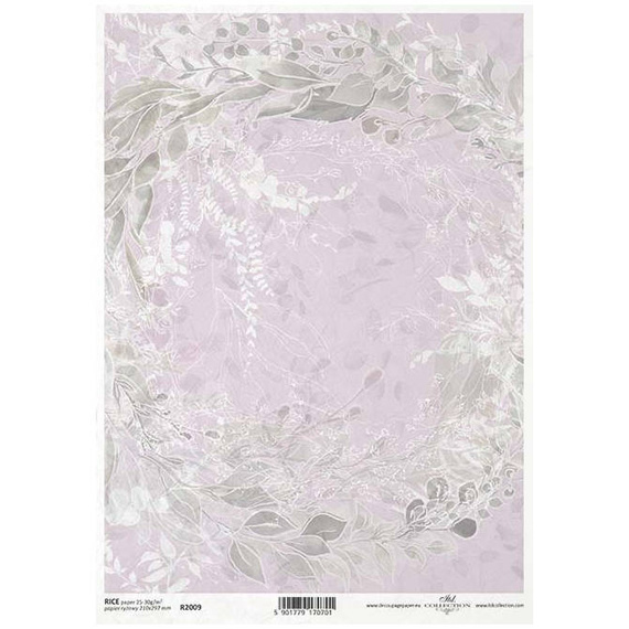Papier ryżowy do decoupage A4 ITD-R2009 kolaż roślinny, różowy