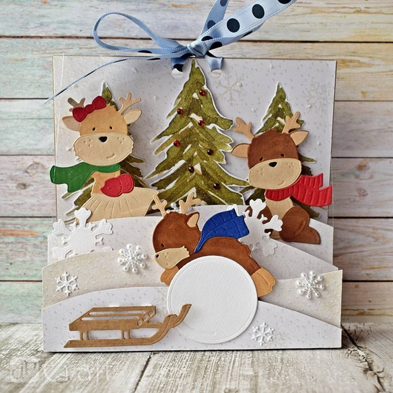 Wykrojnik - DPCraft - Zabawny renifer i kula śnieżna