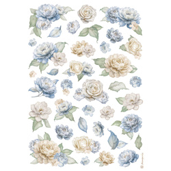 Papier ryżowy A4 - Stamperia - Timeless Roses and Blue Flowers Pattern - róże i inne kwiaty