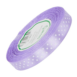 Wstążka satynowa w kropki 12 mm - liliowa 132 - 23 m - dekoracyjna tasiemka