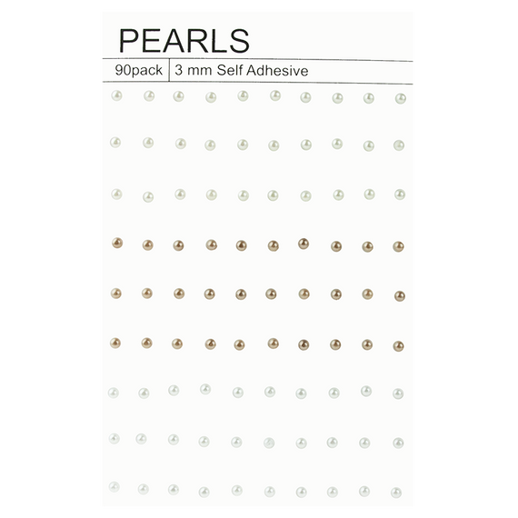 Perełki samoprzylepne białe, kremowe, beżowe - 3mm