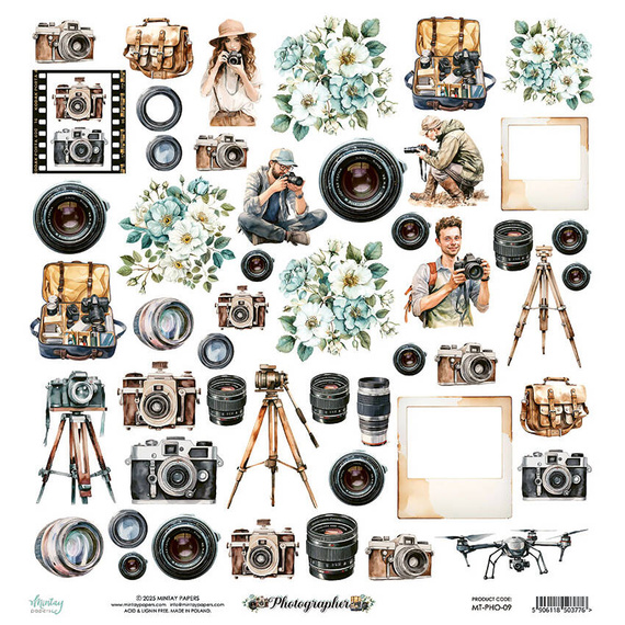 Papier z emementami do scrapbookingu 30x30 - Mintay - Photographer