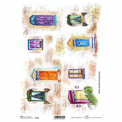 Papier ryżowy do decoupage A4 ITD-R1461 okna drzwi mur