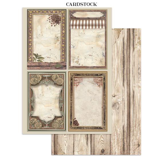 Zestaw papierów, naklejek i elementów Junk Journal - Coffee & Chocolate - Stamperia