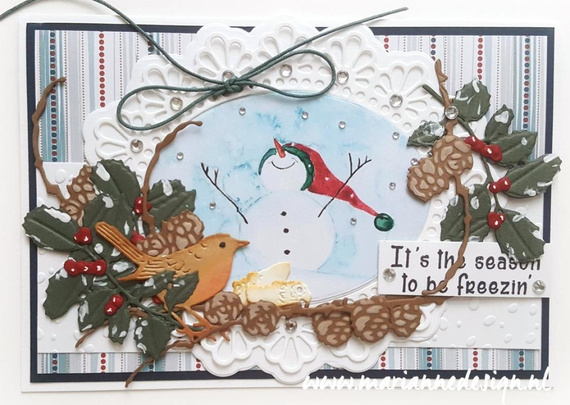 Wykrojnik - Marianne Design - Tiny's Holly - ostrokrzew