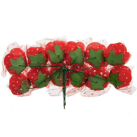 Kwiatki piankowe czerwone z tiulem