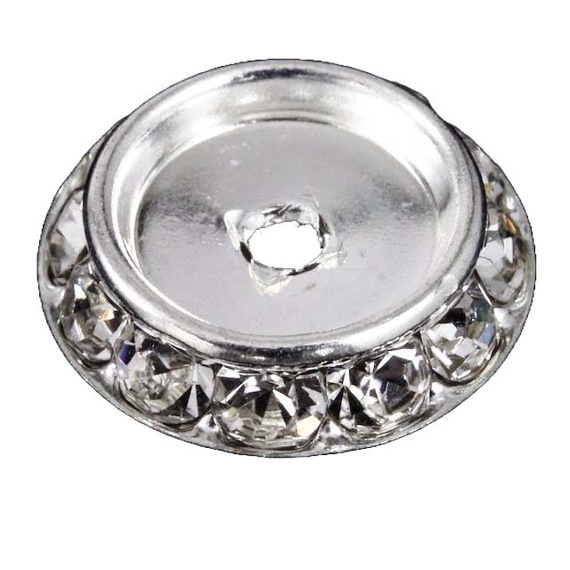 Metalowe bazy z kryształkami pod kaboszon, półperełkę 25 mm - 20szt