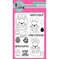 Stempel - Pink & Main - Hoppy Easter - pisanki kurczaczek króliczek Wielkanoc
