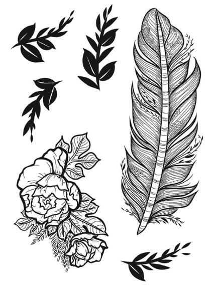 Stempel - Spellbinders - Botanical Feather kwiaty pióro