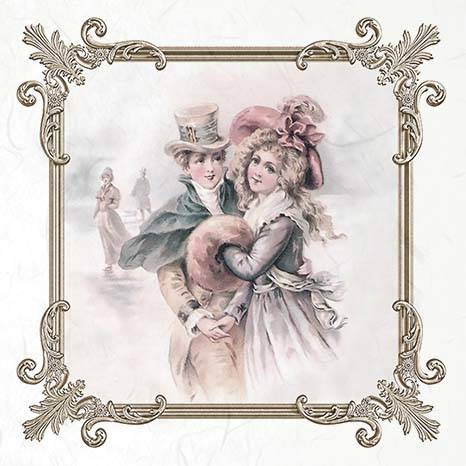 Zestaw papierów ryżowych - ITD RSM060 ramki vintage postacie zima