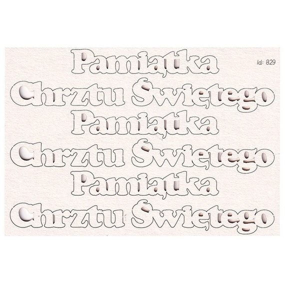 Tekturka Zestaw słów "Pamiątka Chrztu Świętego" SC