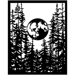 Szablon mix media 3D 20x25cm - Herbarium Silvae księżyc i las - Stamperia