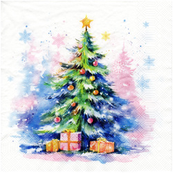 Serwetka do decoupage 33x33cm - Watercolour Christmas Tree choinka
