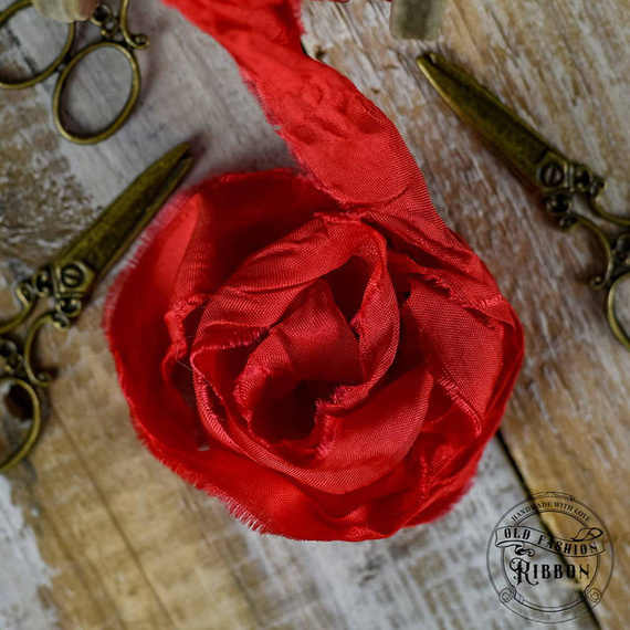 Wstążka vintage old fashion ribbon - czerwona