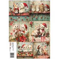 Papier ryżowy A4 - Scraplove - Christmas Holiday Cats 2 - Świąteczne koty