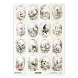 Papier ryżowy do decoupage A4 - konie krowy owce kozy - R2575 - Itd Collection