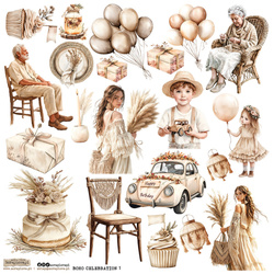 Naklejki papierowe - ScrapLove - Boho Celebration 1 balony dzieci krzesło