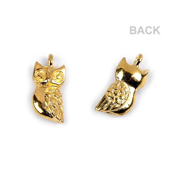 Zawieszka metalowa sowa zlota - 5 szt