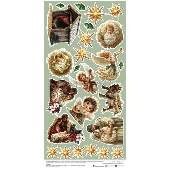 Papier do scrapbookingu 15x30 - Craft o'clock - Oh Christmas Night - arkusz dodatków Silent Night