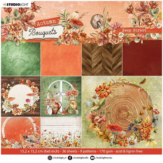 Zestaw papierów do scrapbookingu 15x15 - Studio Light - Deep tones Autumn Bouquet