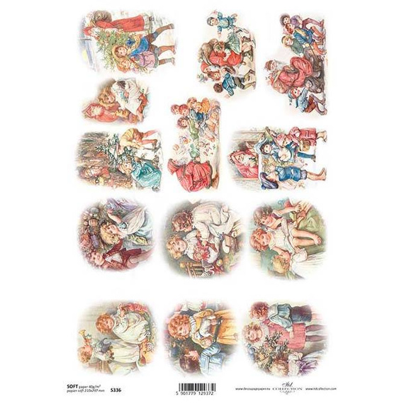 Papier decoupage A4 SOFT ITD-S336 - Bożenarodzenie, dzieci