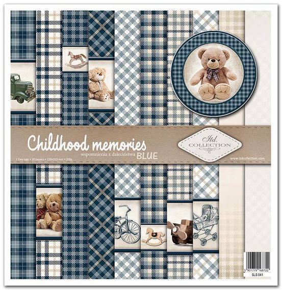 Zestaw papierów do scrapbookingu 30x30 - Childhood memories blue