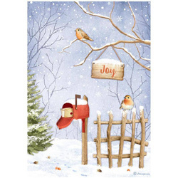 Papier ryżowy A4 - Stamperia - Winter Valley Płotek ptaszki