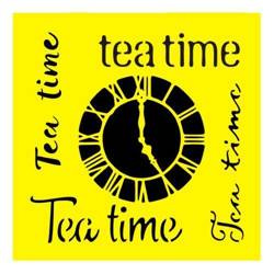 Maska / szablon 16x16cm - Tea Time, zegar