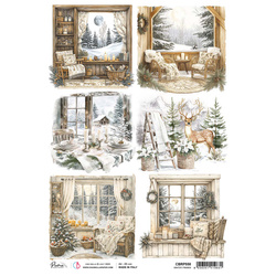 Papier ryżowy do decoupage A4 - Ciao Bella - Winter Season Winter Frames