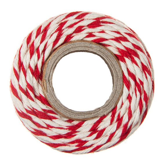 Sznurek bawełniany biało- czerwony 2mm 50m