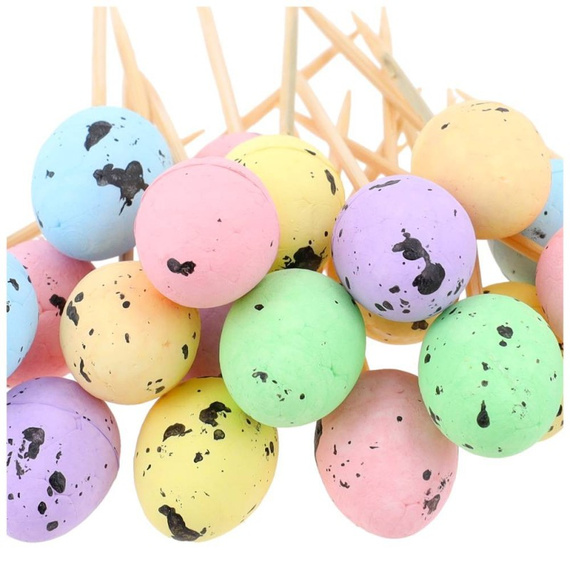 Jajka styropianowe na piku nakrapiane 50 szt miks kolorów