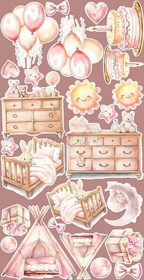 GIRL & CURL - Craft o'clock - zestaw dodatków - MIX