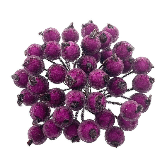 Jarzębina dekoracyjna fioletowa oszroniona na druciku - 1 gałązka