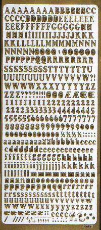 Naklejka ozdobna - małe litery i cyfry złote