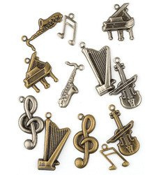 Zestaw metalowych zawieszek - Instrumenty 1007, zawieszki